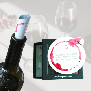 Wein und Erinnerungen in schöner Verpackung